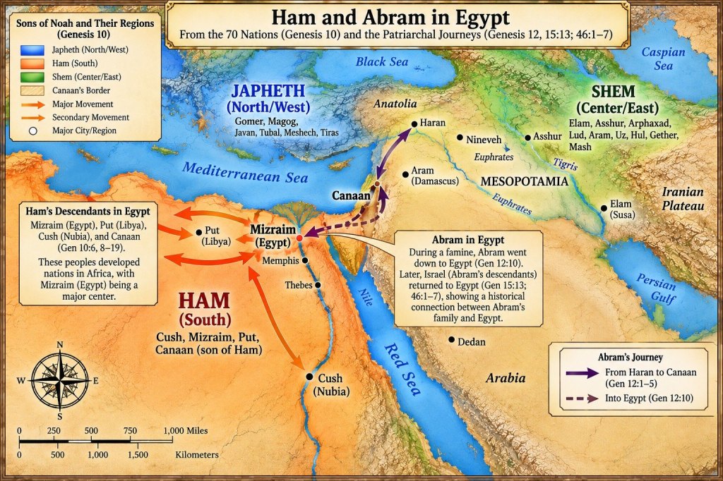 Ham's sons in Africa and Abram's descent into Egypt