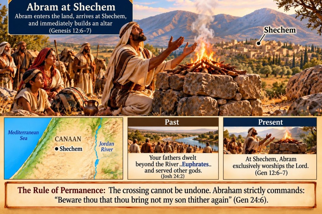 Abram at Shechem builds an altar to the LORD (Gen 12:6–7)